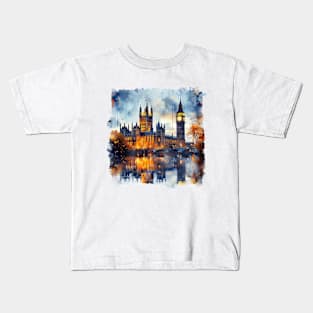 London Landmarks Night Scenery UK Historical Buildings Kids T-Shirt